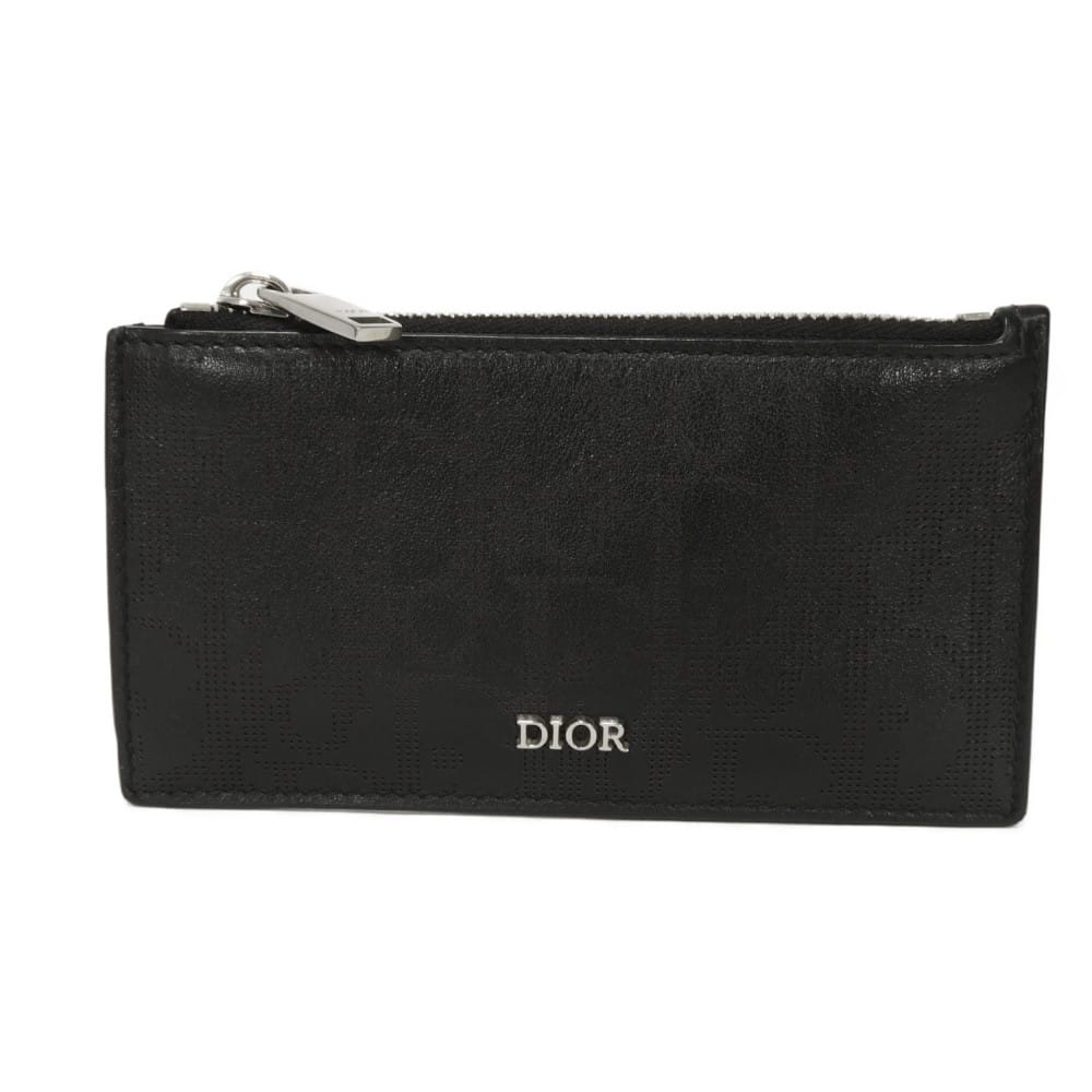 Dior Coin case 2ESBC250VPD_H03E Smooth scarf skin black Oblique Galaxy Zip card holder