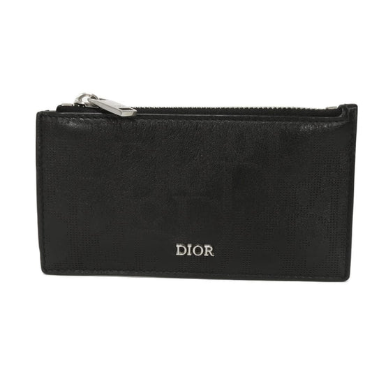 Dior Coin case 2ESBC250VPD_H03E Smooth scarf skin black Oblique Galaxy Zip card holder