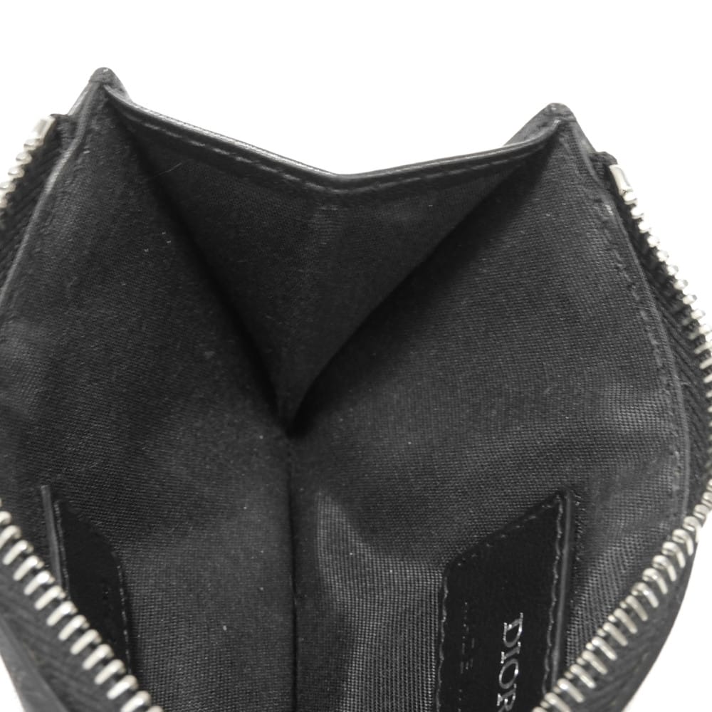 Dior Coin case 2ESBC250VPD_H03E Smooth scarf skin black Oblique Galaxy Zip card holder