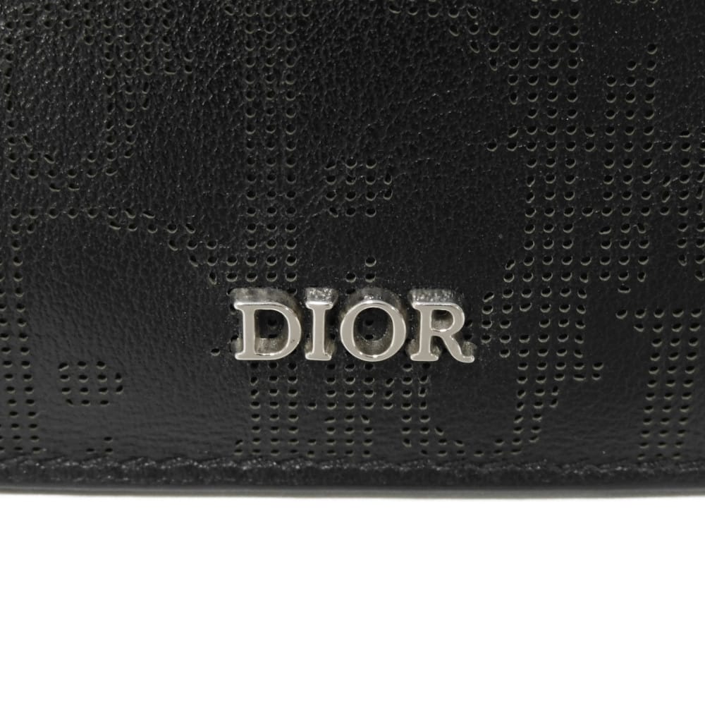 Dior Coin case 2ESBC250VPD_H03E Smooth scarf skin black Oblique Galaxy Zip card holder