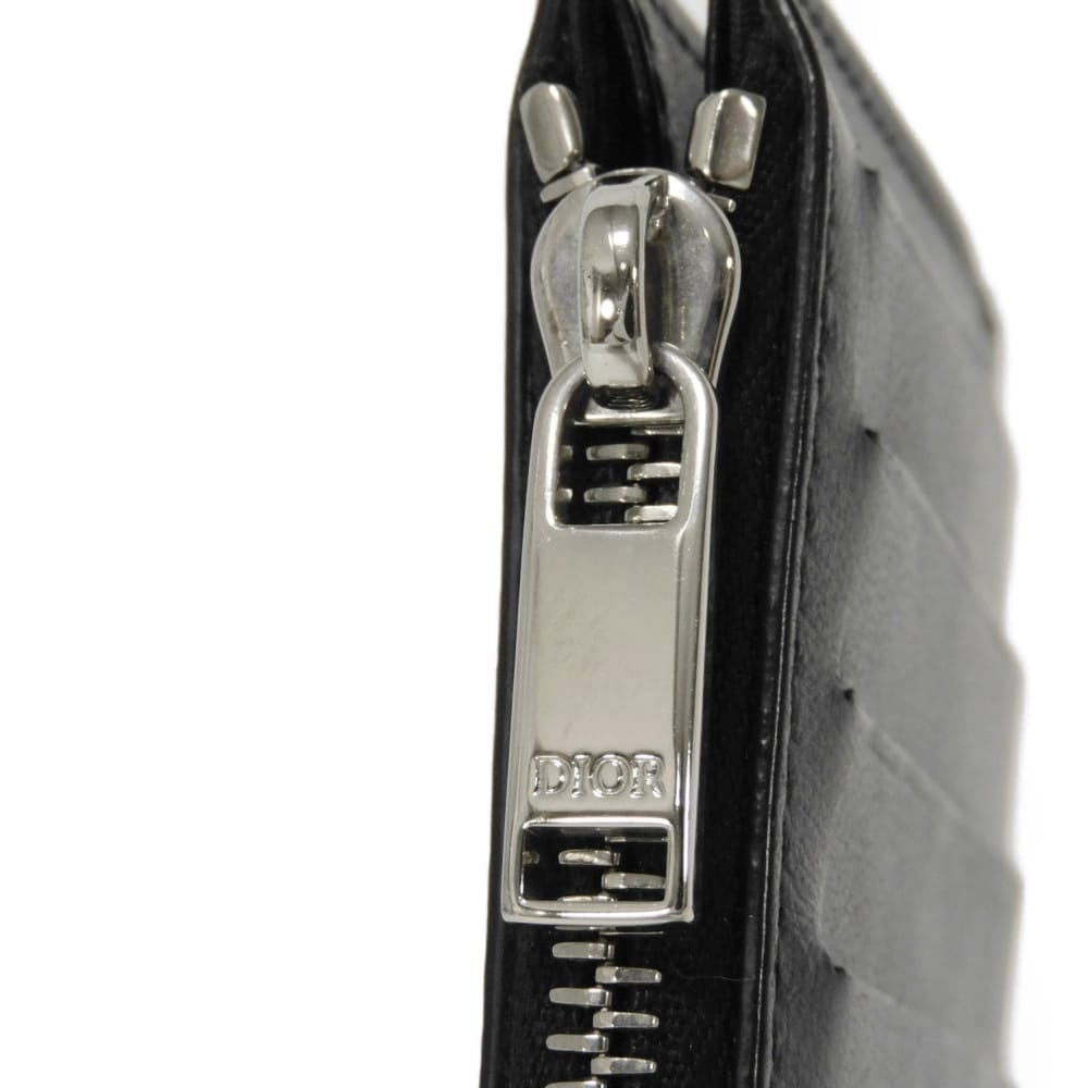 Dior Coin case 2ESBC250VPD_H03E Smooth scarf skin black Oblique Galaxy Zip card holder