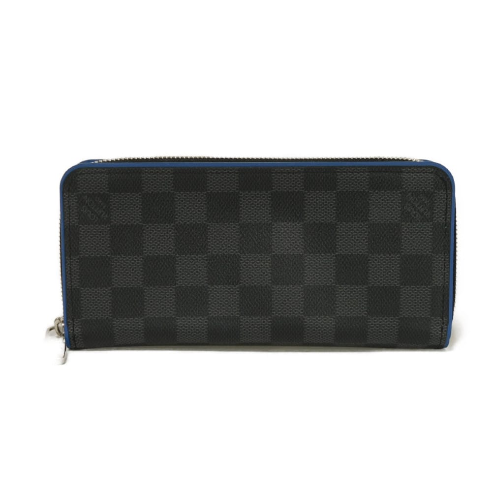 LOUIS VUITTON Long Wallet Purse N64436 Damier Graffit Canvas x Cowhide Leather blue Damier Graphite Zippy Wallet Vertical
