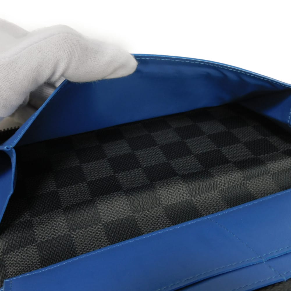 LOUIS VUITTON Long Wallet Purse N64436 Damier Graffit Canvas x Cowhide Leather blue Damier Graphite Zippy Wallet Vertical