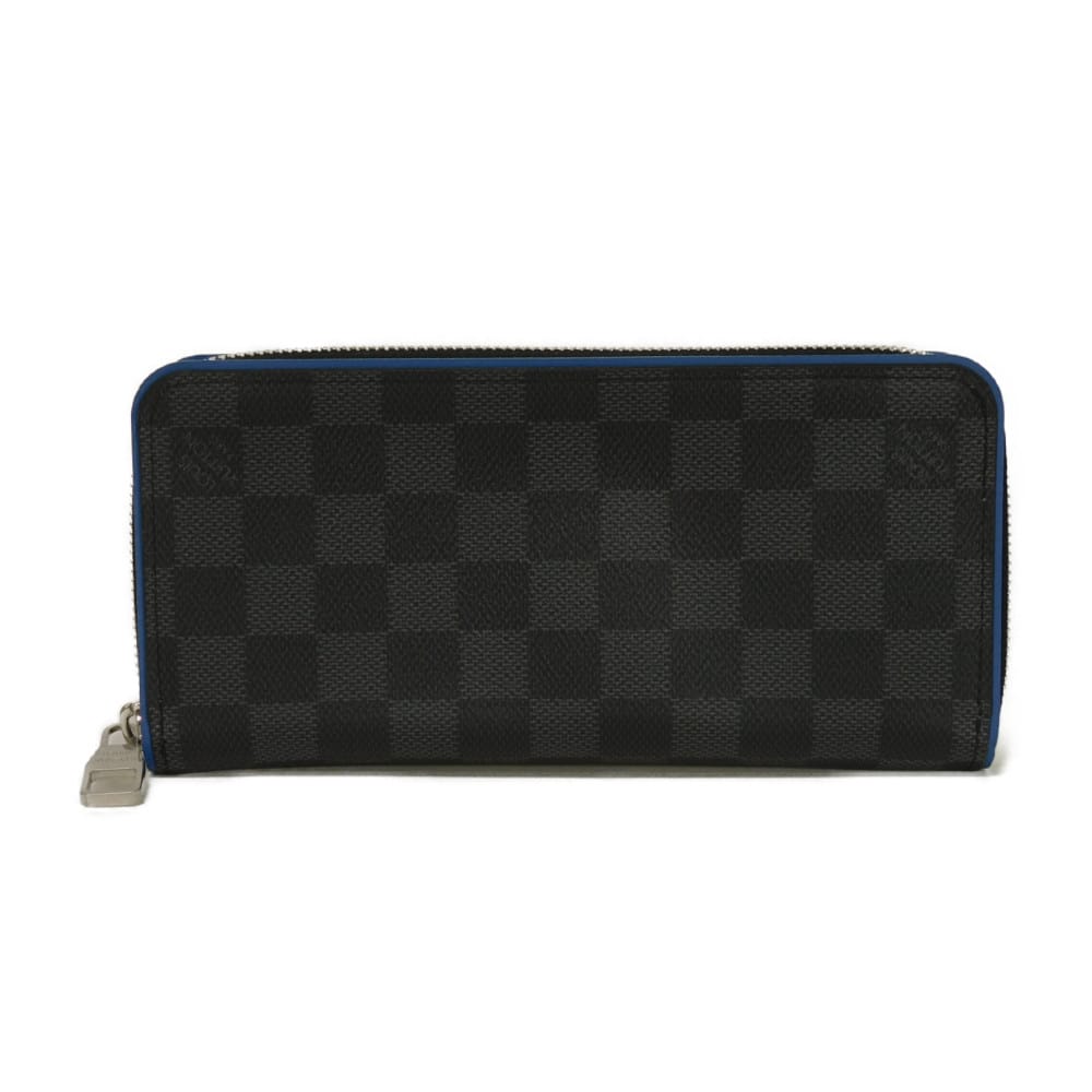 LOUIS VUITTON Long Wallet Purse N64436 Damier Graffit Canvas x Cowhide Leather blue Damier Graphite Zippy Wallet Vertical