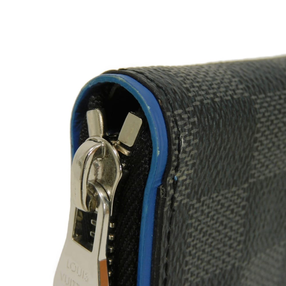 LOUIS VUITTON Long Wallet Purse N64436 Damier Graffit Canvas x Cowhide Leather blue Damier Graphite Zippy Wallet Vertical