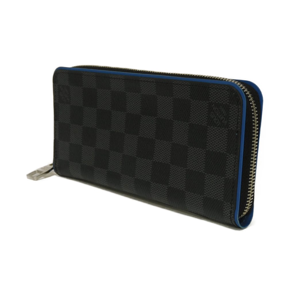 LOUIS VUITTON Long Wallet Purse N64436 Damier Graffit Canvas x Cowhide Leather blue Damier Graphite Zippy Wallet Vertical