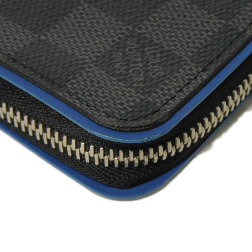 LOUIS VUITTON Long Wallet Purse N64436 Damier Graffit Canvas x Cowhide Leather blue Damier Graphite Zippy Wallet Vertical