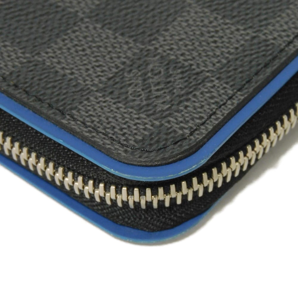 LOUIS VUITTON Long Wallet Purse N64436 Damier Graffit Canvas x Cowhide Leather blue Damier Graphite Zippy Wallet Vertical