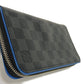 LOUIS VUITTON Long Wallet Purse N64436 Damier Graffit Canvas x Cowhide Leather blue Damier Graphite Zippy Wallet Vertical