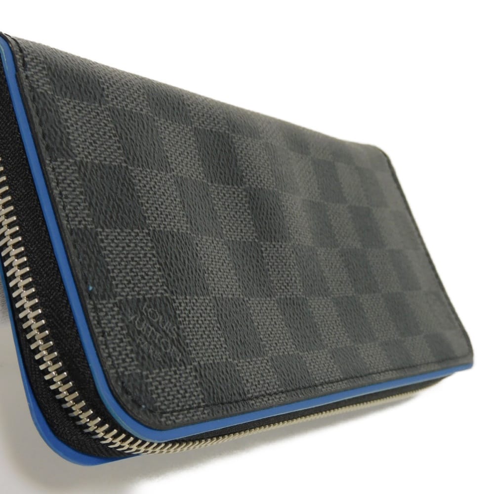 LOUIS VUITTON Long Wallet Purse N64436 Damier Graffit Canvas x Cowhide Leather blue Damier Graphite Zippy Wallet Vertical