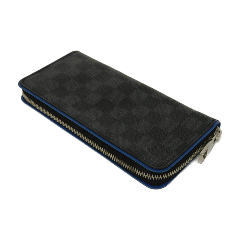 LOUIS VUITTON Long Wallet Purse N64436 Damier Graffit Canvas x Cowhide Leather blue Damier Graphite Zippy Wallet Vertical