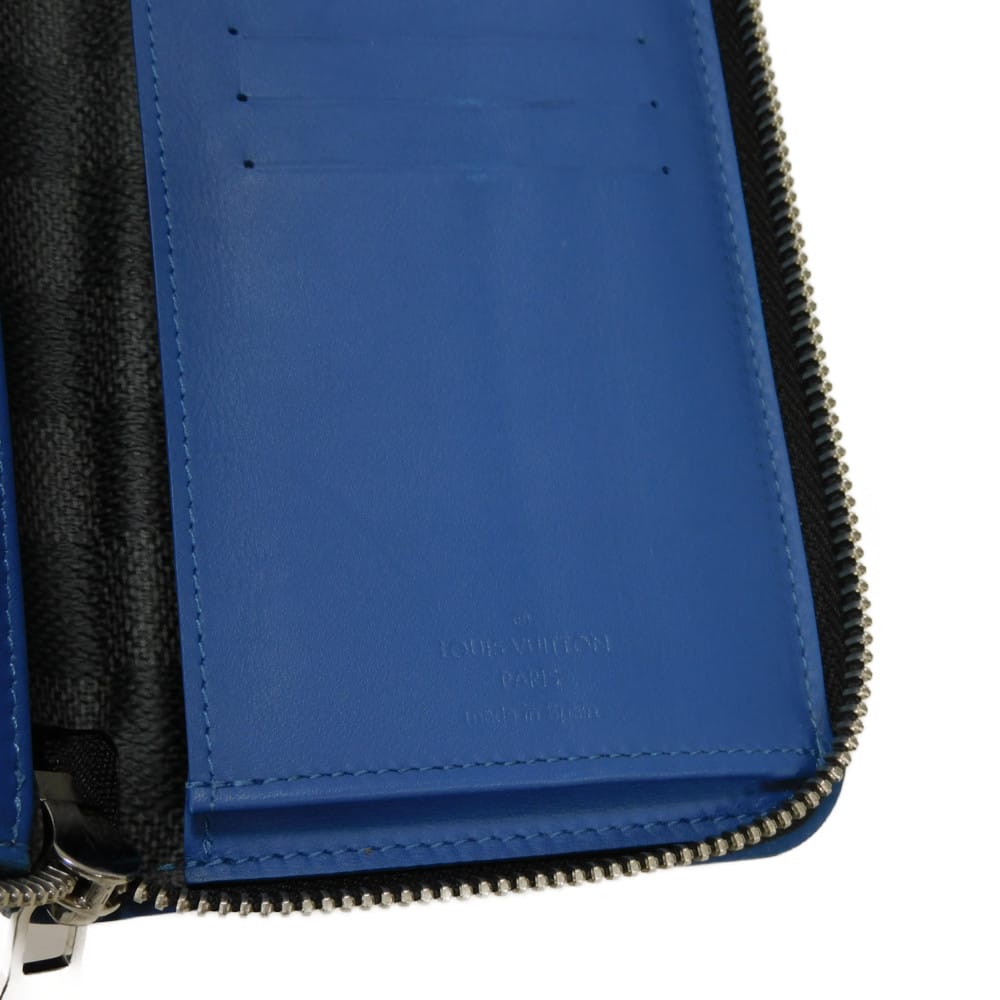 LOUIS VUITTON Long Wallet Purse N64436 Damier Graffit Canvas x Cowhide Leather blue Damier Graphite Zippy Wallet Vertical