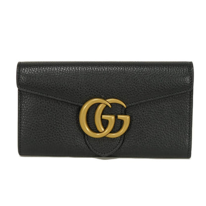 GUCCI Long Wallet Purse 779776 A7M0T 1000 Calf leather (embossed) black Double G GG Marmont Continental Wallet