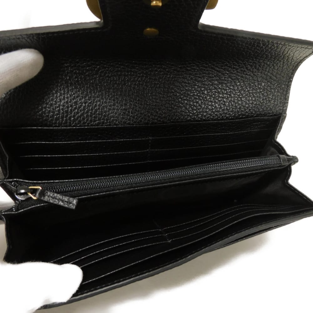 GUCCI Long Wallet Purse 779776 A7M0T 1000 Calf leather (embossed) black Double G GG Marmont Continental Wallet