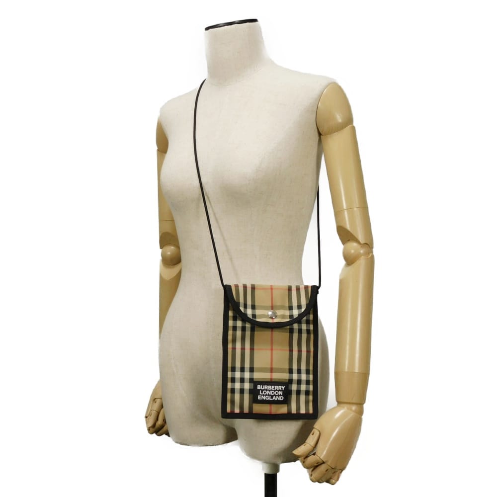 BURBERRY Shoulder Bag 8026664 cotton beige logo rubber Nova check phone case