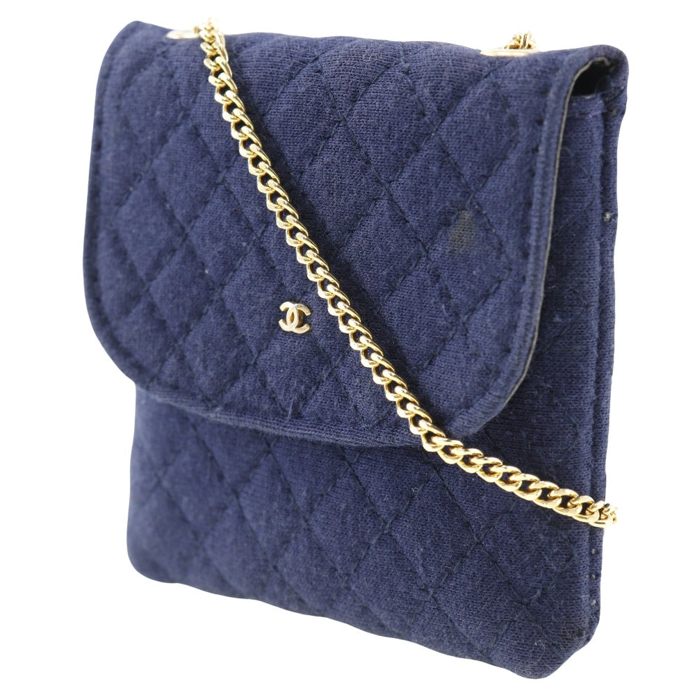 CHANEL Pouch cotton Navy Chain pochette