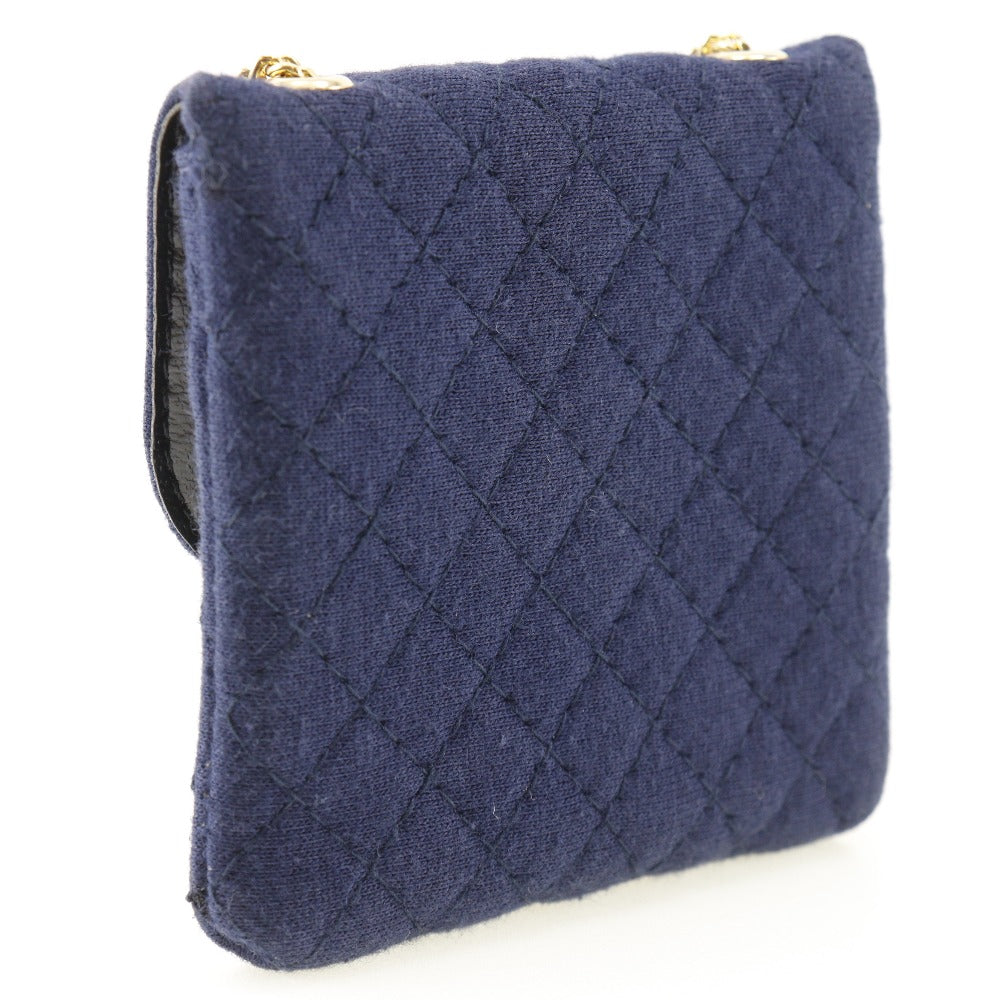 CHANEL Pouch cotton Navy Chain pochette