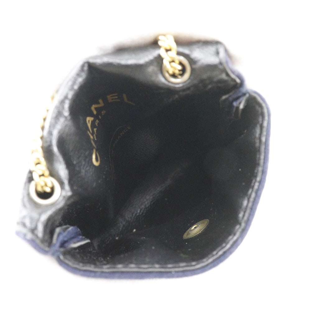 CHANEL Pouch cotton Navy Chain pochette