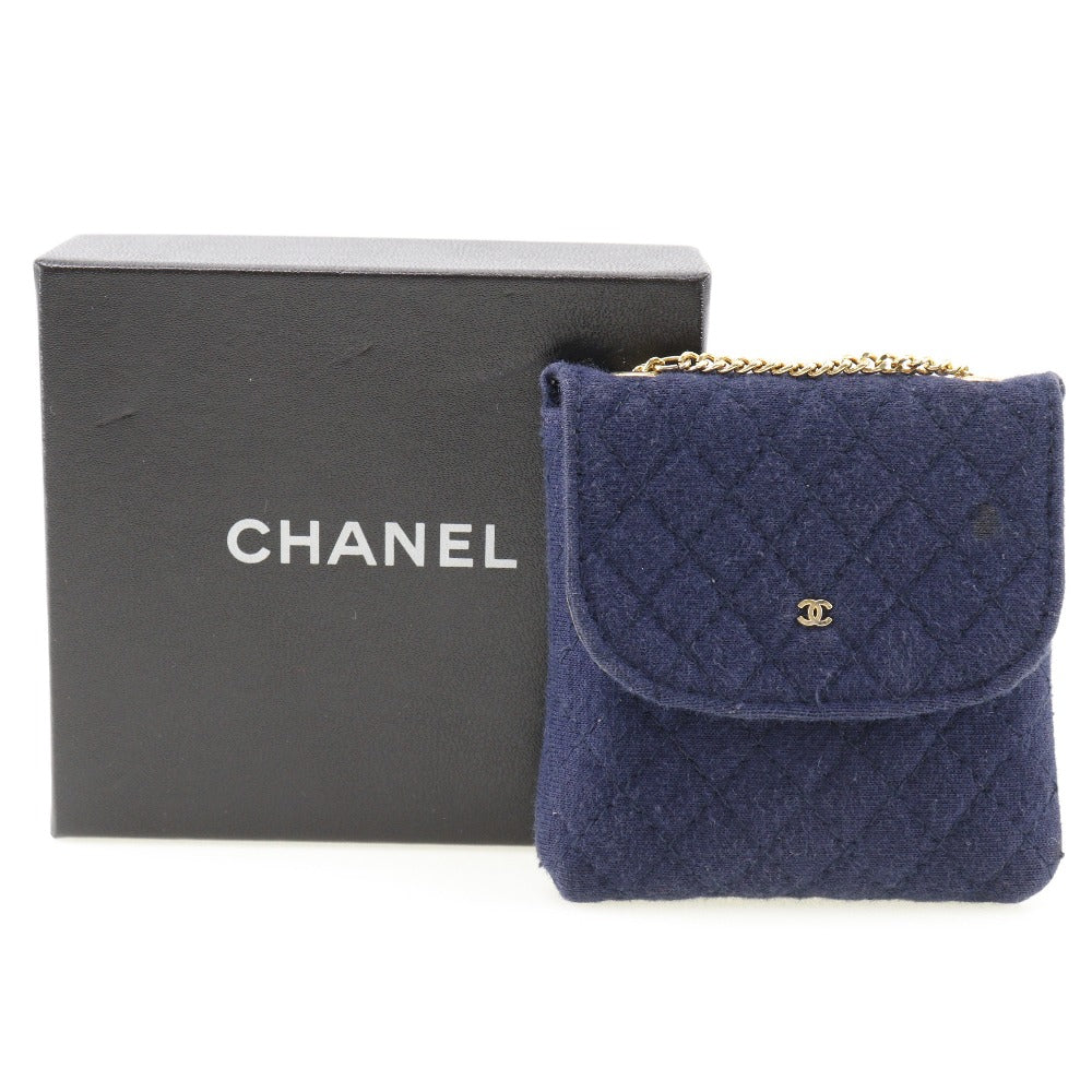 CHANEL Pouch cotton Navy Chain pochette