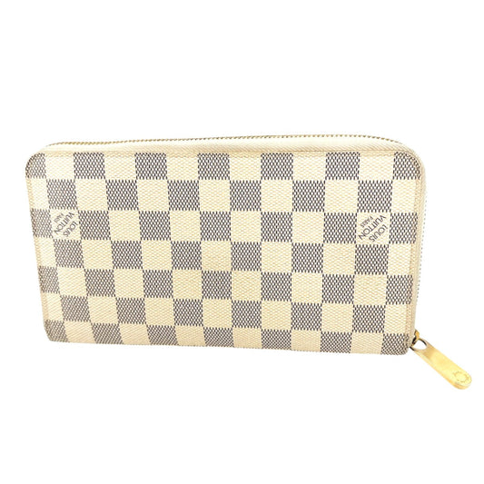 LOUIS VUITTON Long Wallet Purse N60012 Damier canvas white Zip Around long wallet Damier Azur Zippy Organizer unisex(Unisex) Used Authentic