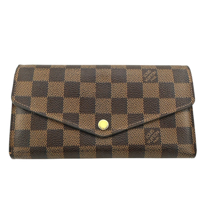 LOUIS VUITTON Long Wallet Purse N63209 Damier canvas Brown Zip Around Damier Portefeuille Sara Women Used Authentic