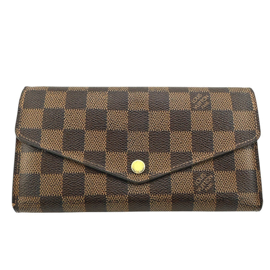 LOUIS VUITTON Long Wallet Purse N63209 Damier canvas Brown Zip Around Damier Portefeuille Sara Women Used Authentic