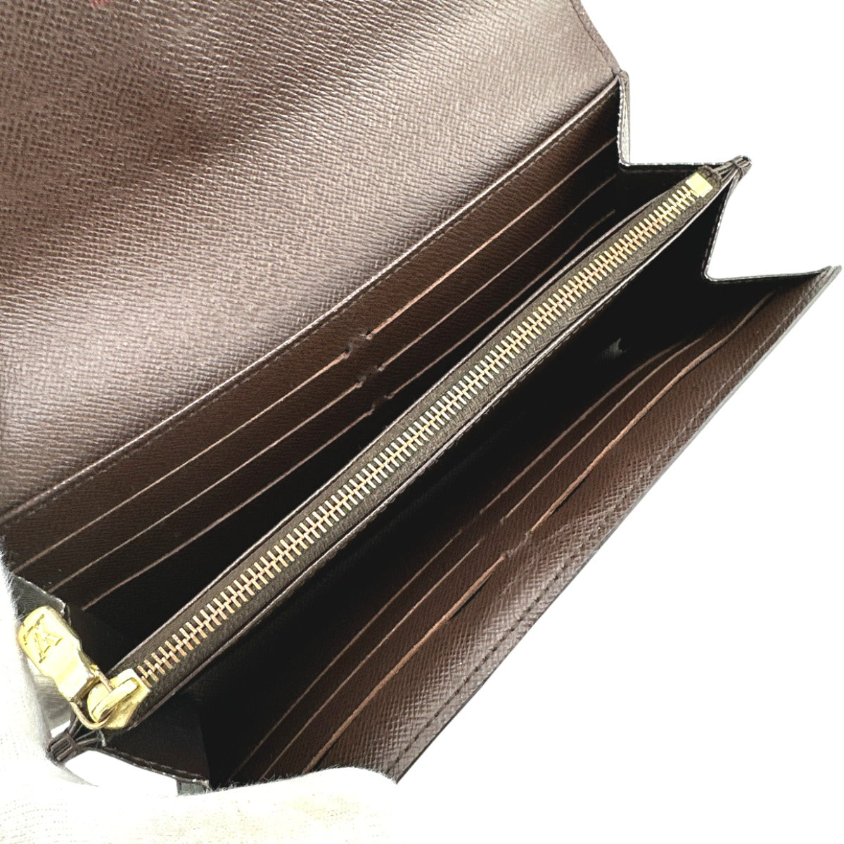 LOUIS VUITTON Long Wallet Purse N63209 Damier canvas Brown Zip Around Damier Portefeuille Sara Women Used Authentic