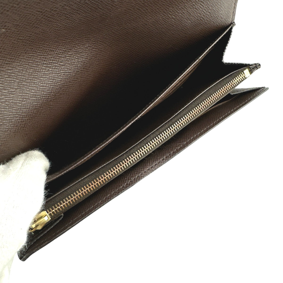 LOUIS VUITTON Long Wallet Purse N63209 Damier canvas Brown Zip Around Damier Portefeuille Sara Women Used Authentic