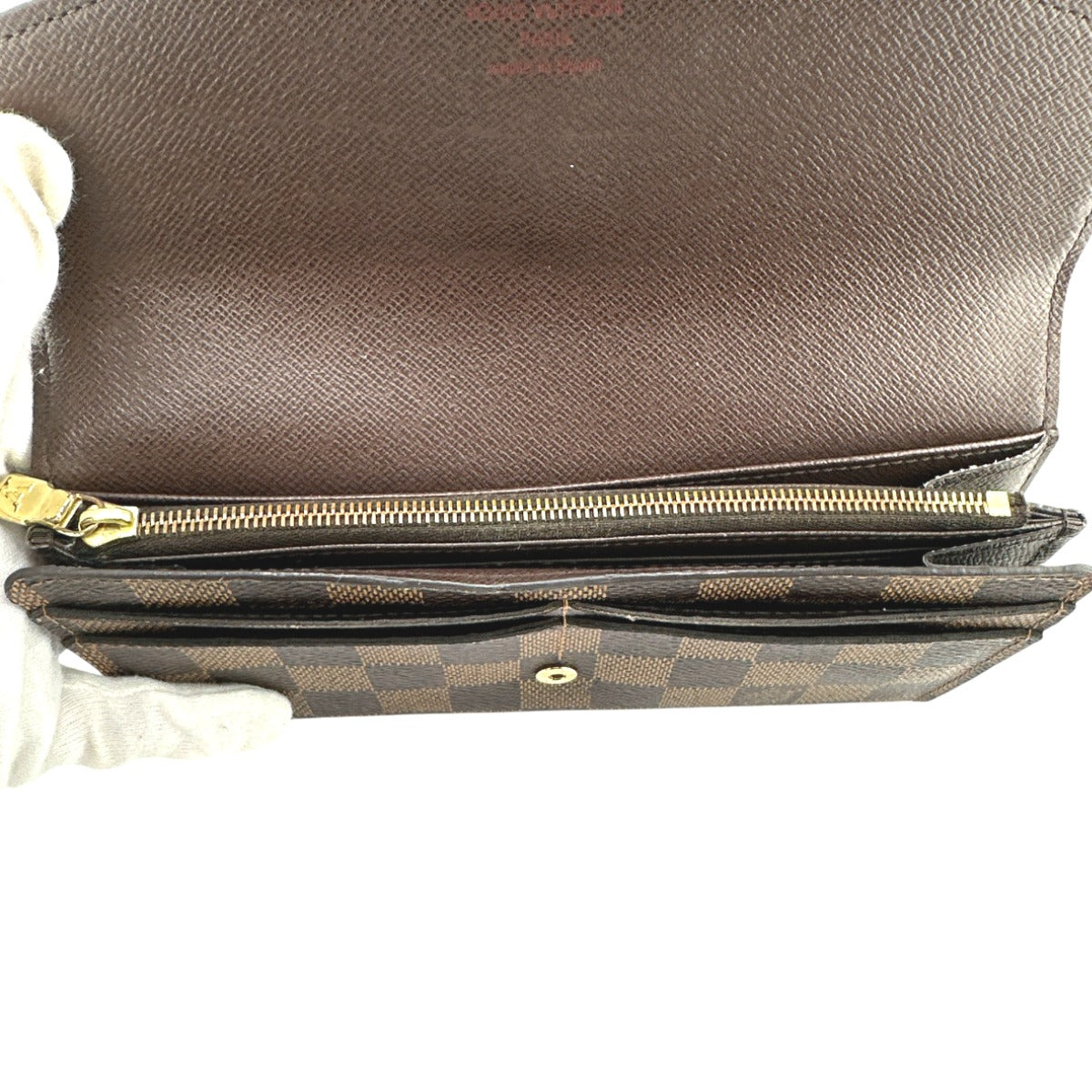 LOUIS VUITTON Long Wallet Purse N63209 Damier canvas Brown Zip Around Damier Portefeuille Sara Women Used Authentic
