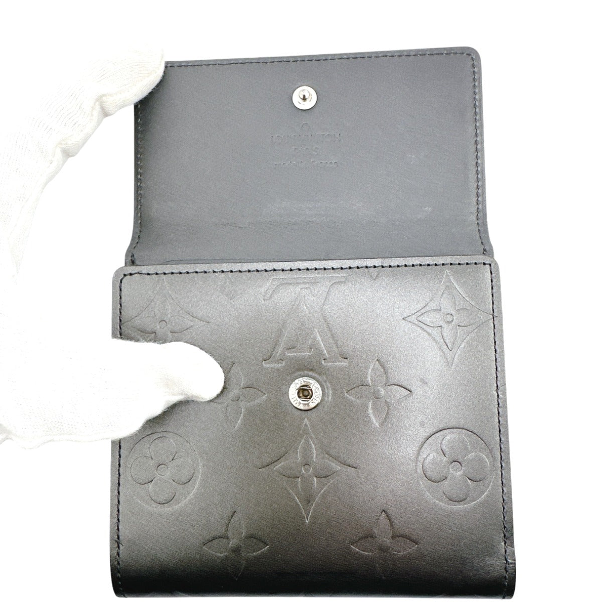 LOUIS VUITTON Bifold Wallet M65112 Monogram mat Noir Wallet with card pocket Monogram Porte Monnaie Billets Cartes Credit unisex(Unisex) Used Authentic