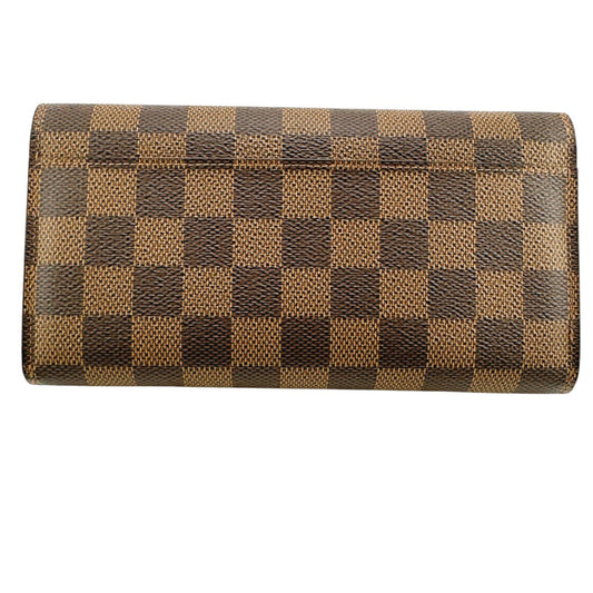 LOUIS VUITTON Long Wallet Purse N63209 Damier canvas Ebene Zip Around Damier Portefeuille Sara Women Used Authentic