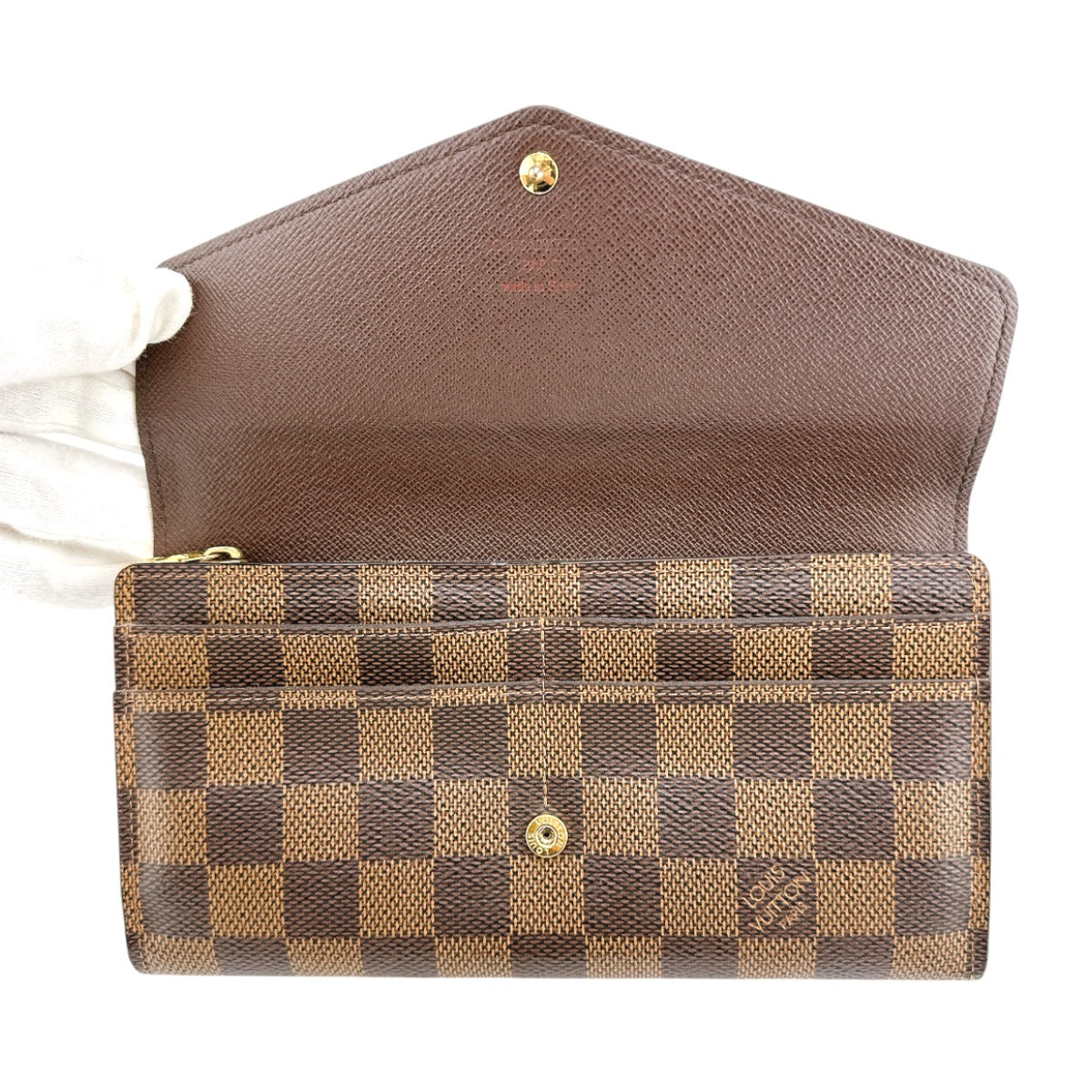 LOUIS VUITTON Long Wallet Purse N63209 Damier canvas Ebene Zip Around Damier Portefeuille Sara Women Used Authentic