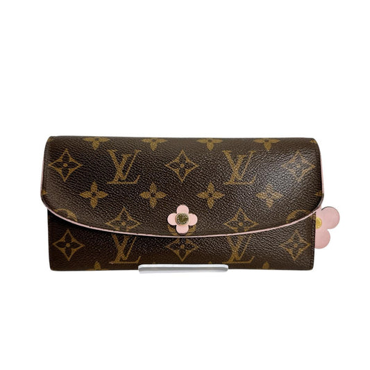 LOUIS VUITTON Long Wallet Purse M64202 Monogram canvas Brown Long Wallet Purse Monogram Portefeuille Emily Women Used Authentic
