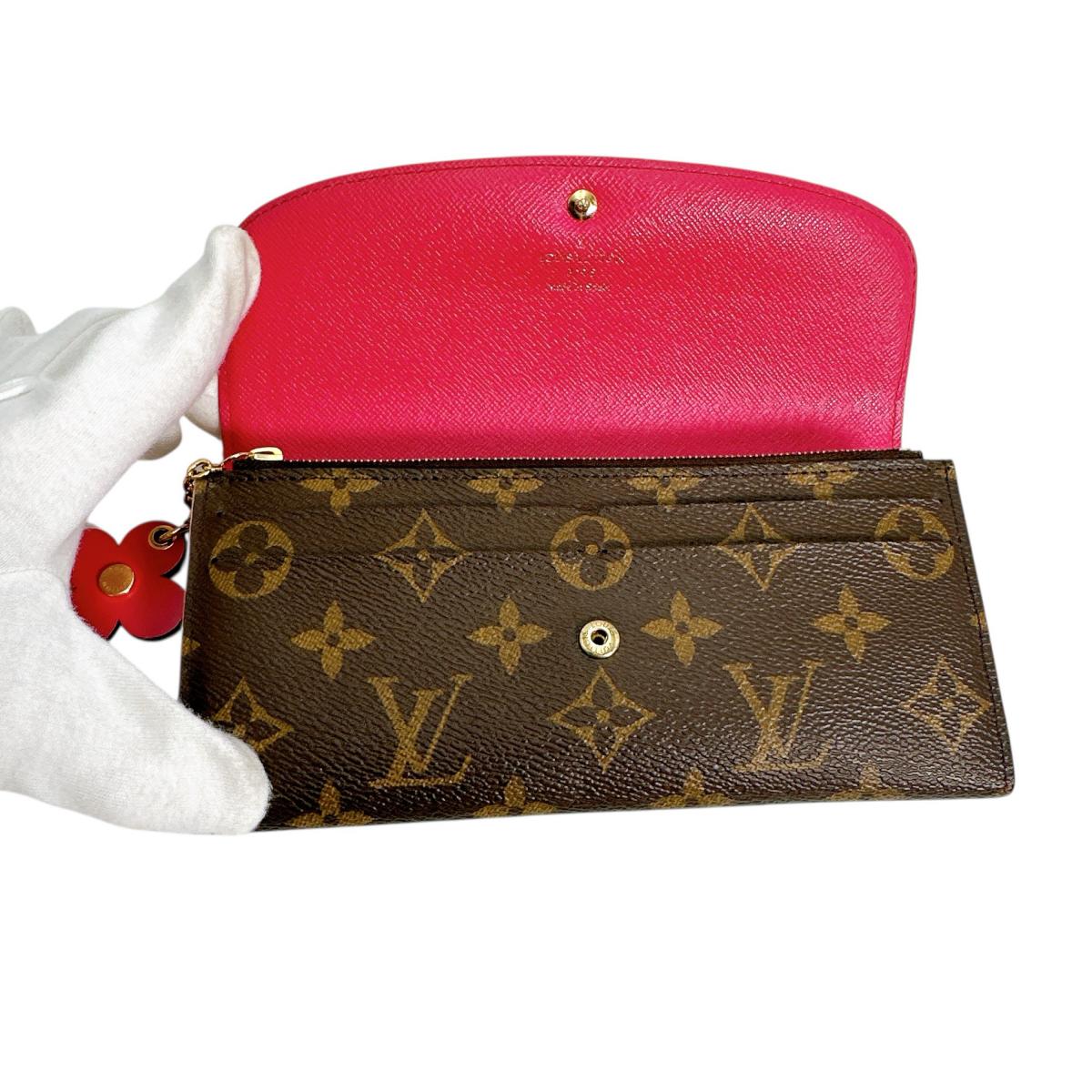 LOUIS VUITTON Long Wallet Purse M64202 Monogram canvas Brown Long Wallet Purse Monogram Portefeuille Emily Women Used Authentic