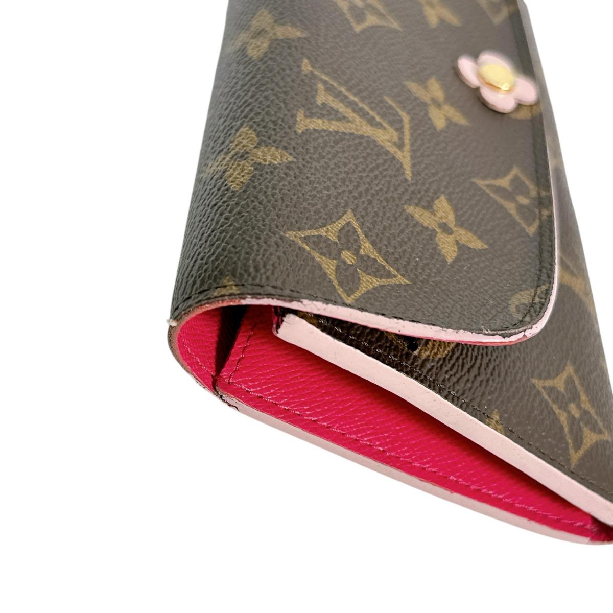 LOUIS VUITTON Long Wallet Purse M64202 Monogram canvas Brown Long Wallet Purse Monogram Portefeuille Emily Women Used Authentic