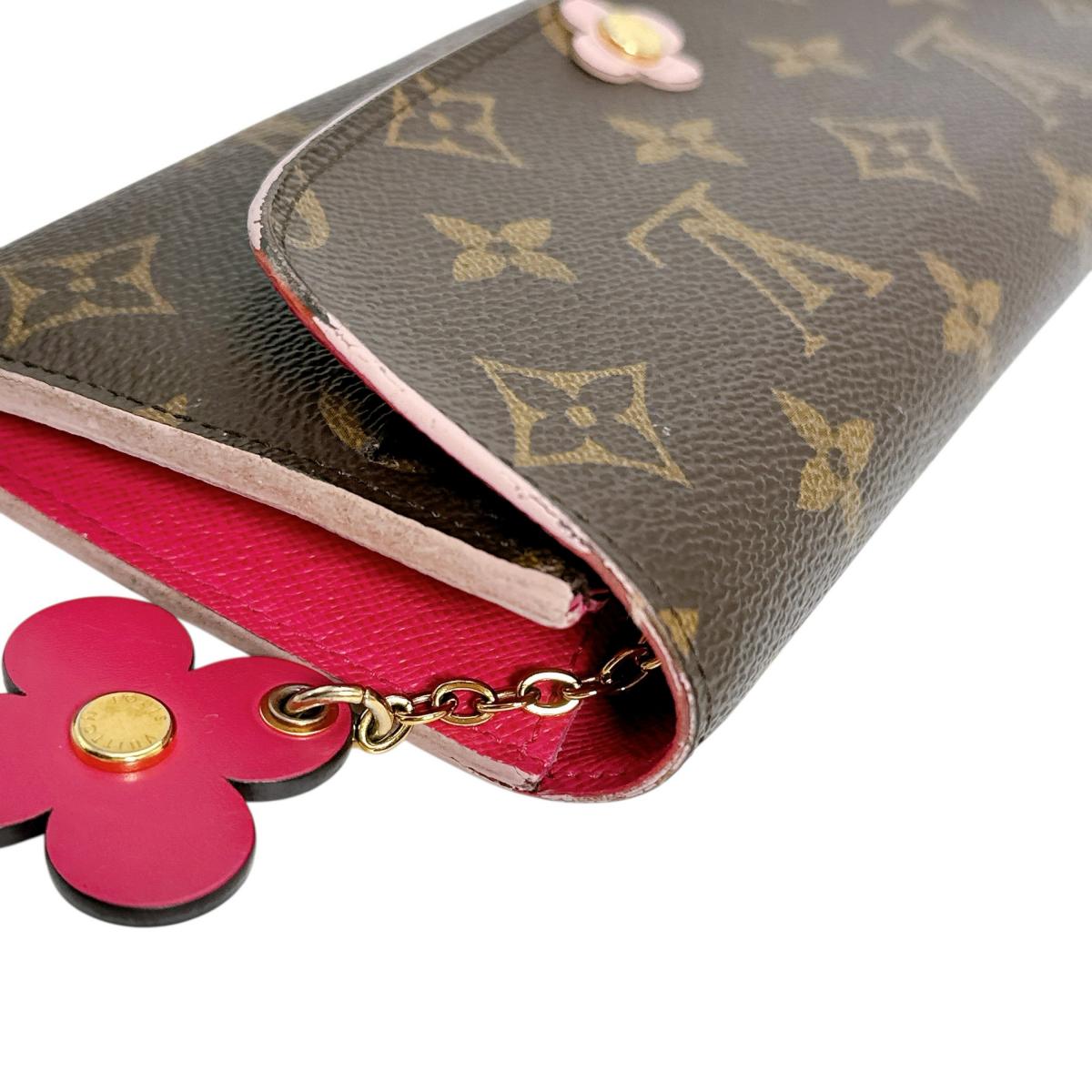 LOUIS VUITTON Long Wallet Purse M64202 Monogram canvas Brown Long Wallet Purse Monogram Portefeuille Emily Women Used Authentic