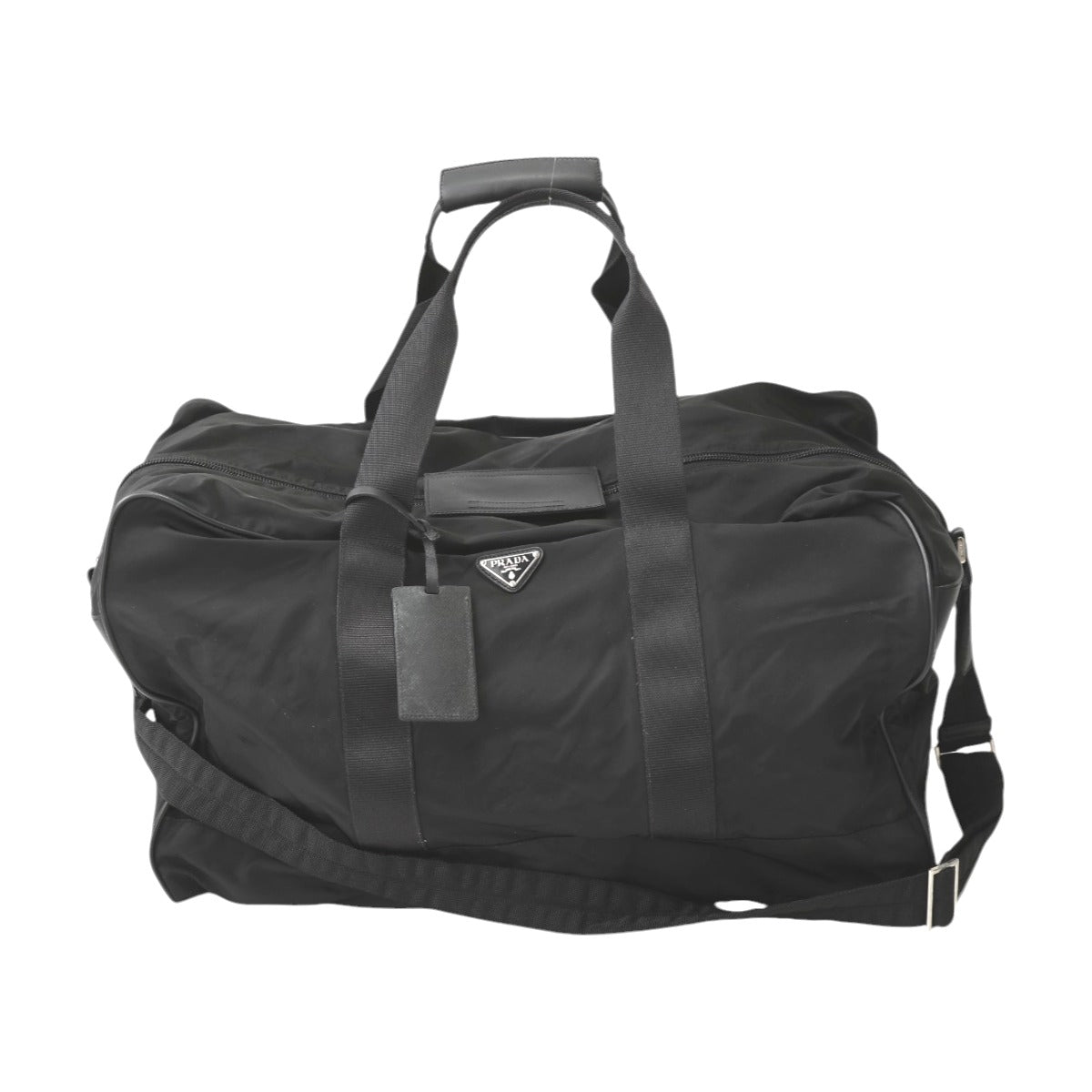 PRADA Boston Duffel bag VS0352 Nylon black Travel bag one belt back