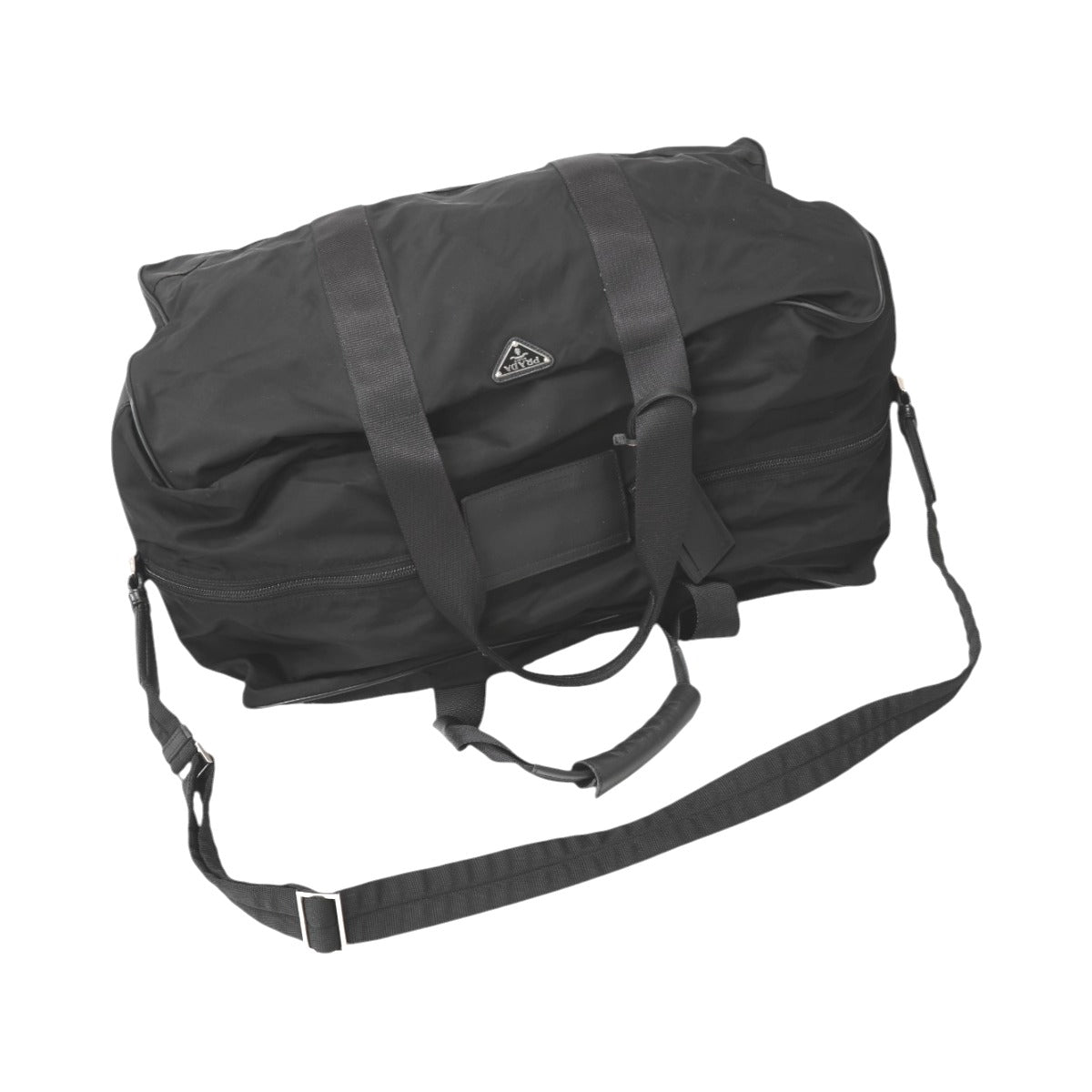 PRADA Boston Duffel bag VS0352 Nylon black Travel bag one belt back