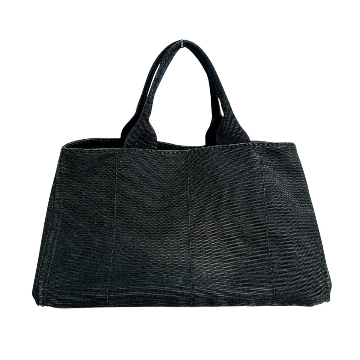 PRADA Tote Bag IBG642 canvas black L size Kanapa GM Women L Used Authentic
