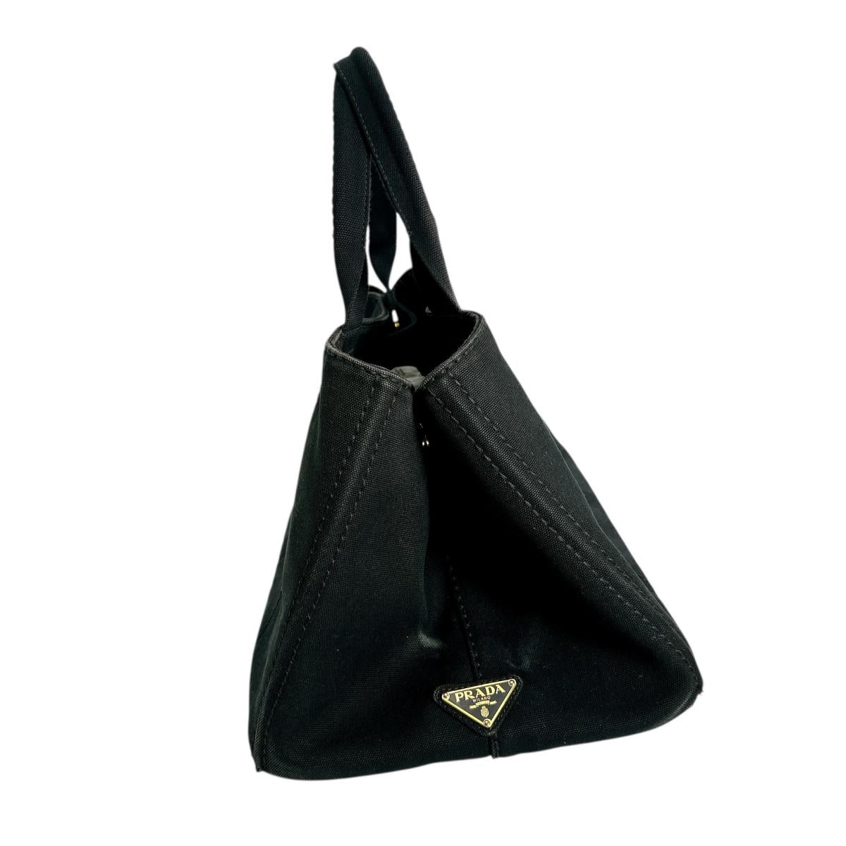 PRADA Tote Bag IBG642 canvas black L size Kanapa GM Women L Used Authentic