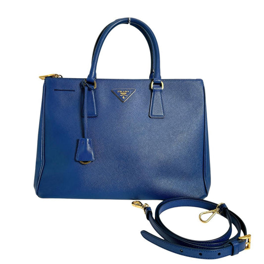 PRADA Handbag 1BA786 leather blue Sapphiano Galleria
