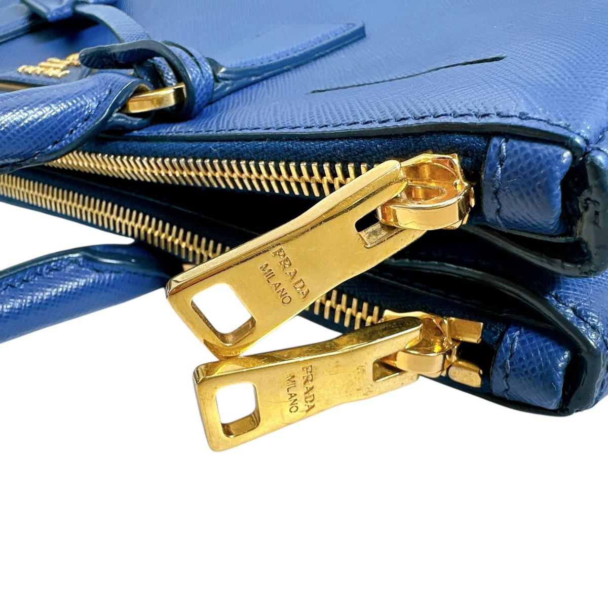 PRADA Handbag 1BA786 leather blue Sapphiano Galleria