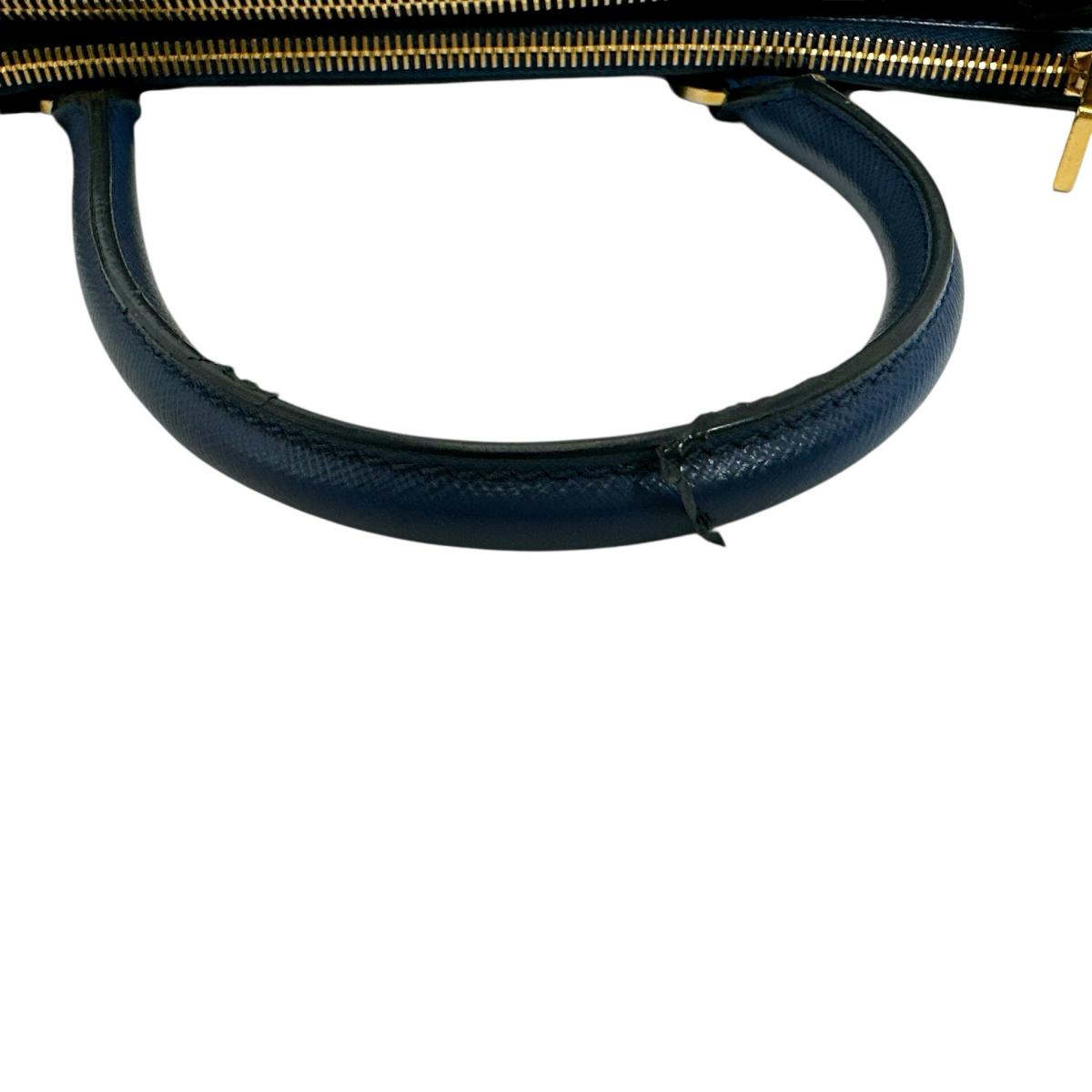 PRADA Handbag 1BA786 leather blue Sapphiano Galleria