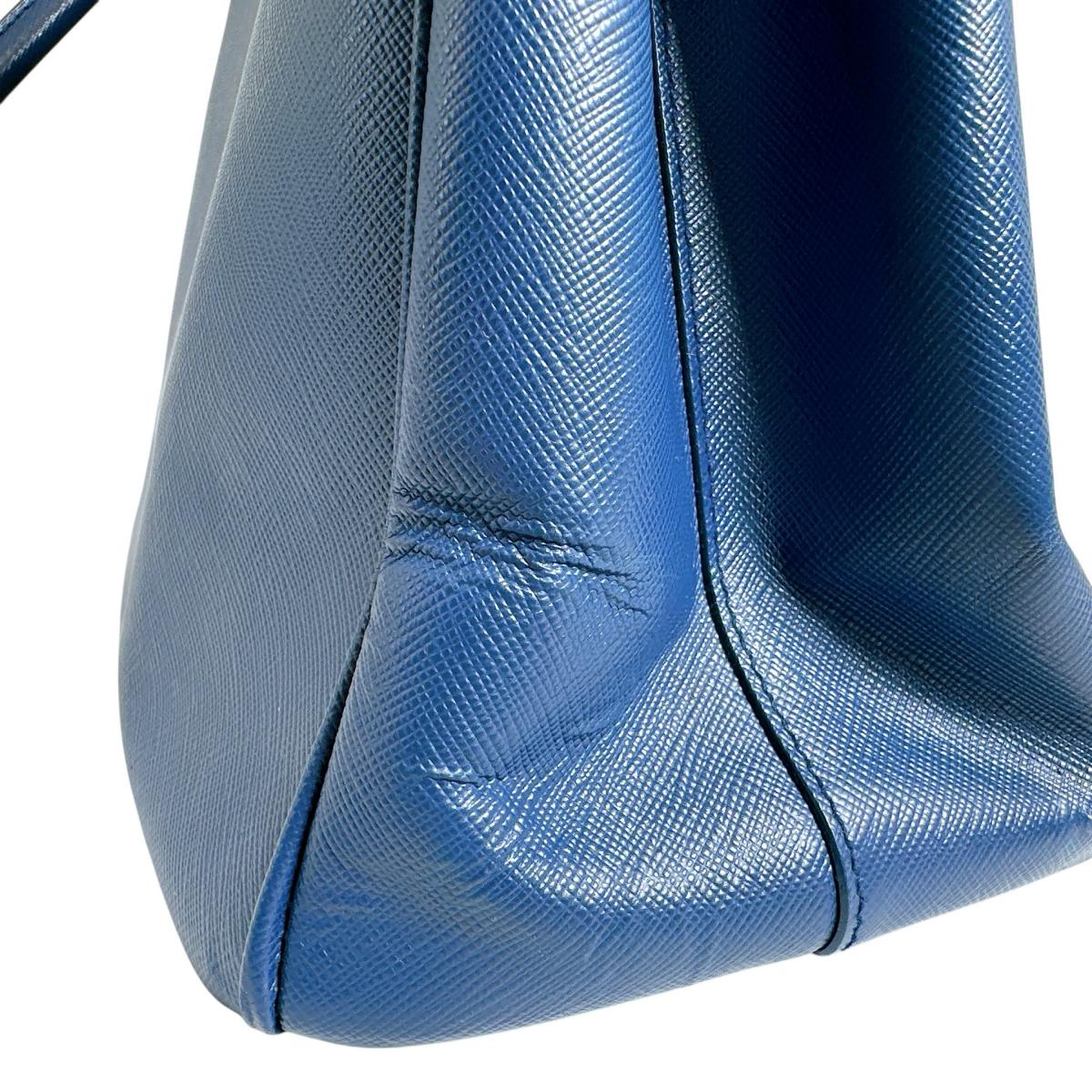 PRADA Handbag 1BA786 leather blue Sapphiano Galleria