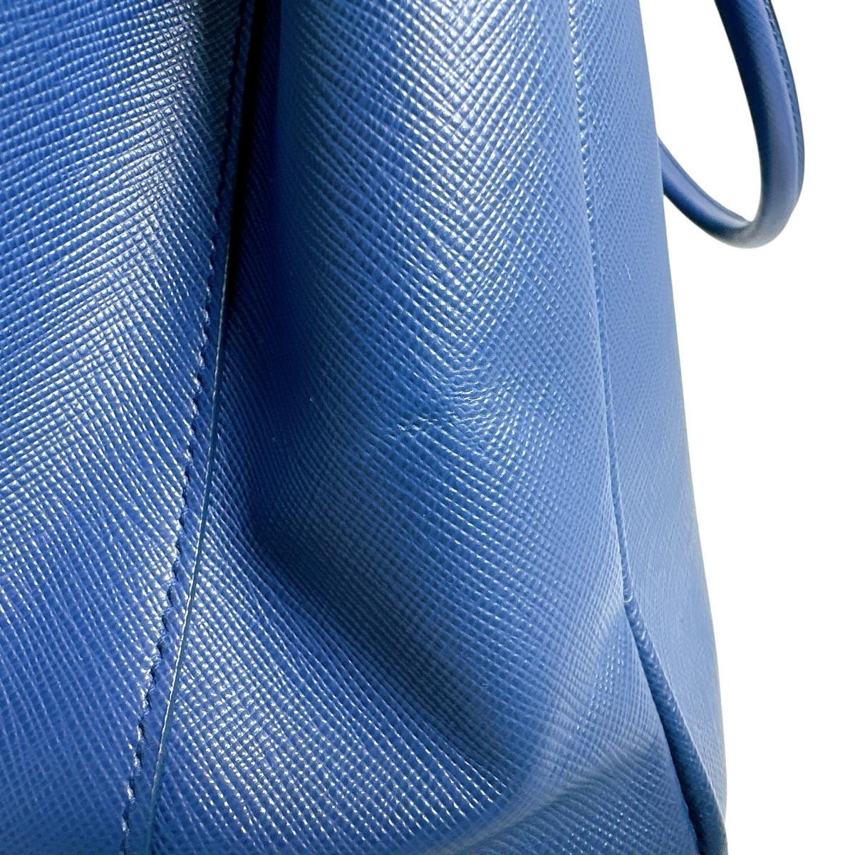 PRADA Handbag 1BA786 leather blue Sapphiano Galleria