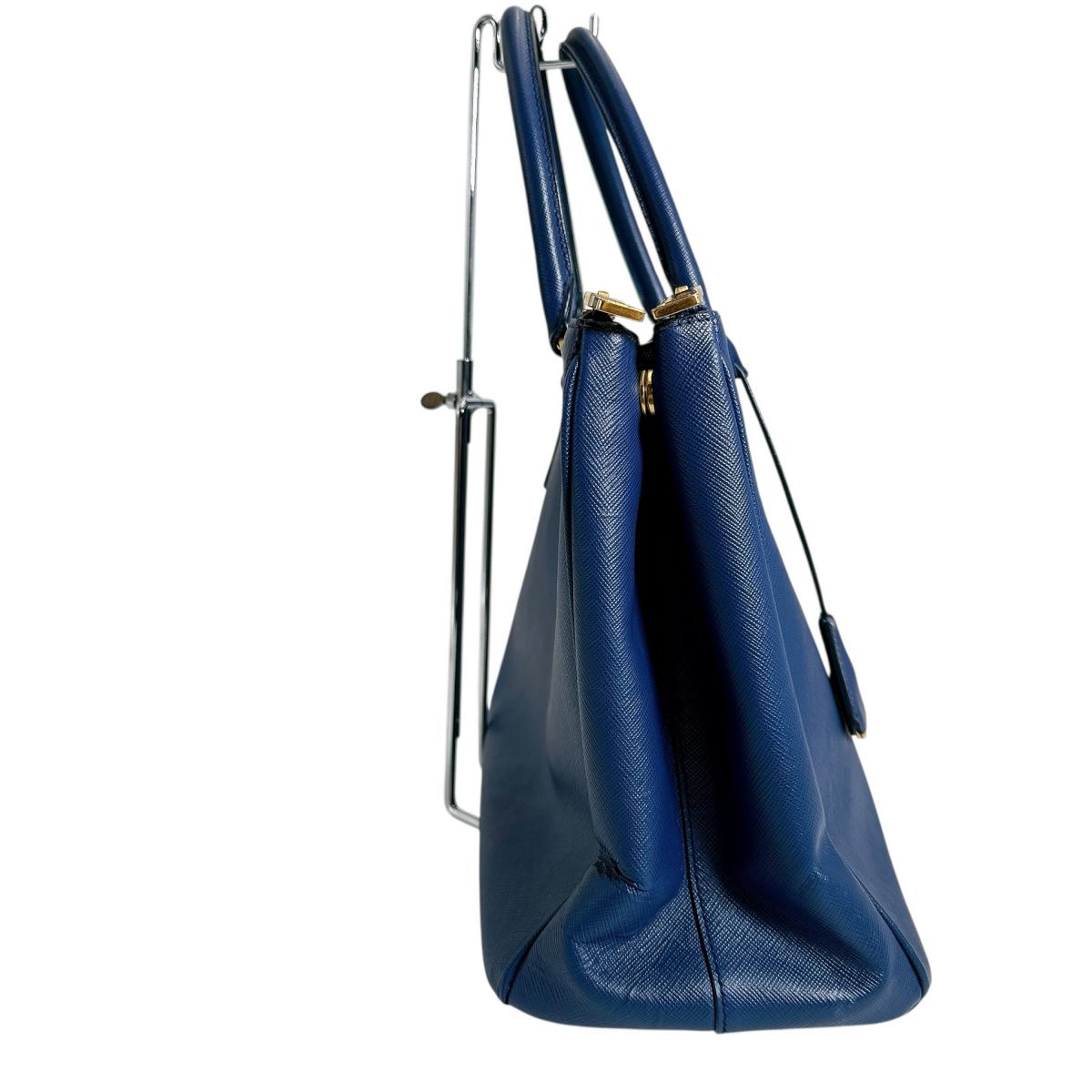 PRADA Handbag 1BA786 leather blue Sapphiano Galleria