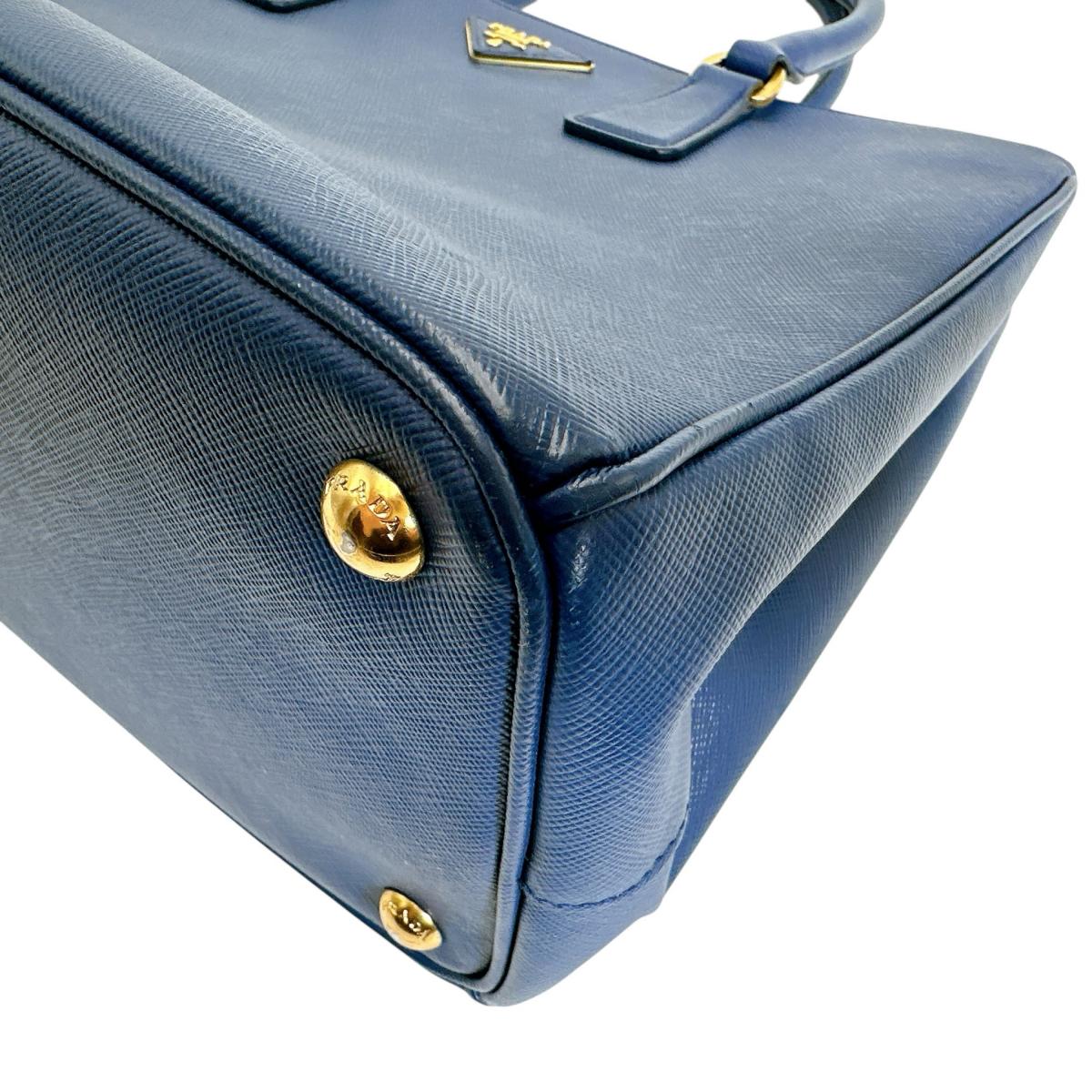 PRADA Handbag 1BA786 leather blue Sapphiano Galleria