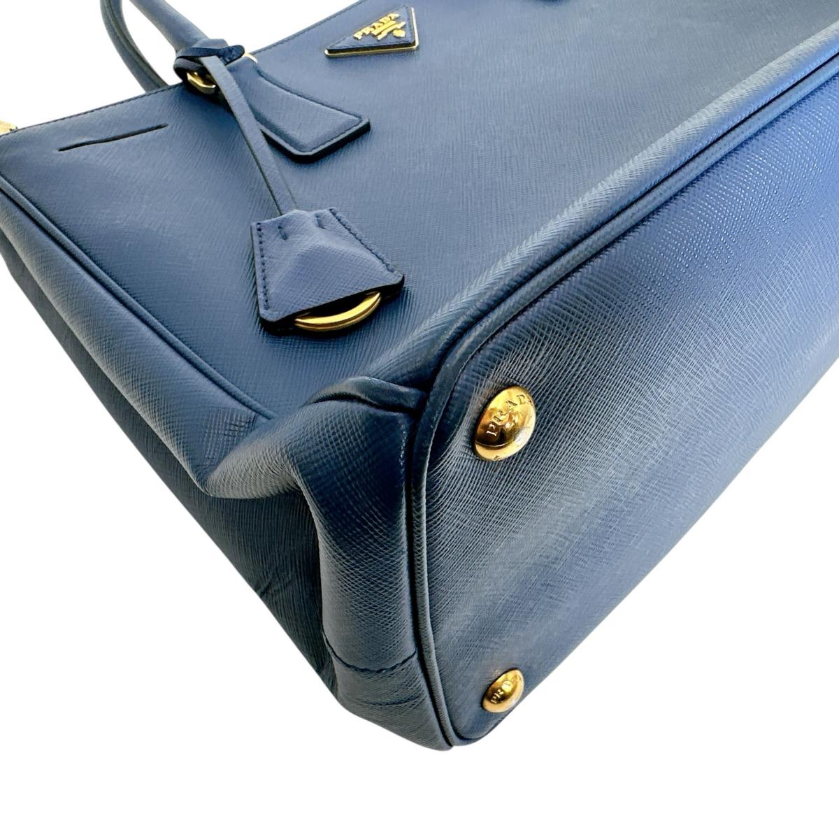 PRADA Handbag 1BA786 leather blue Sapphiano Galleria