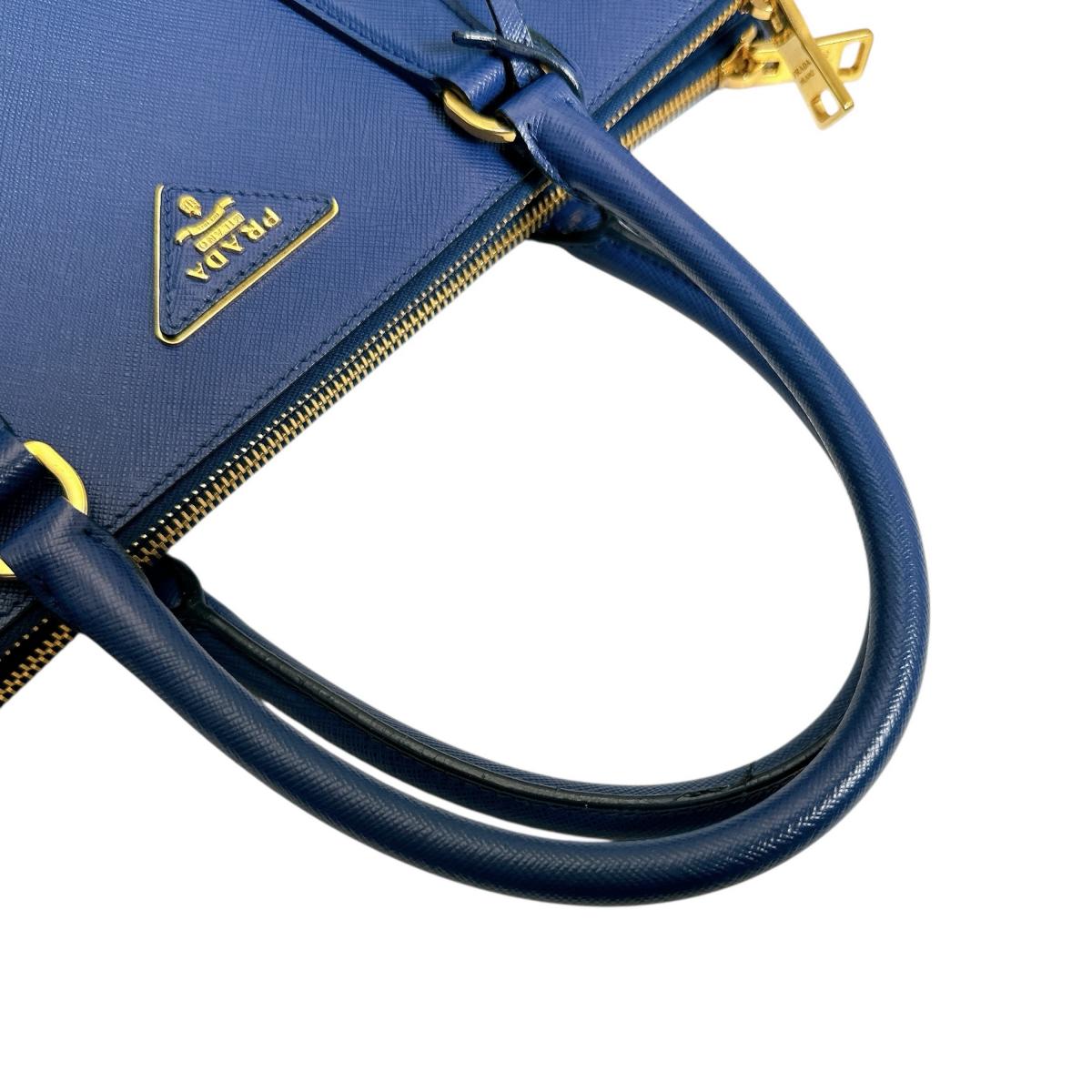PRADA Handbag 1BA786 leather blue Sapphiano Galleria