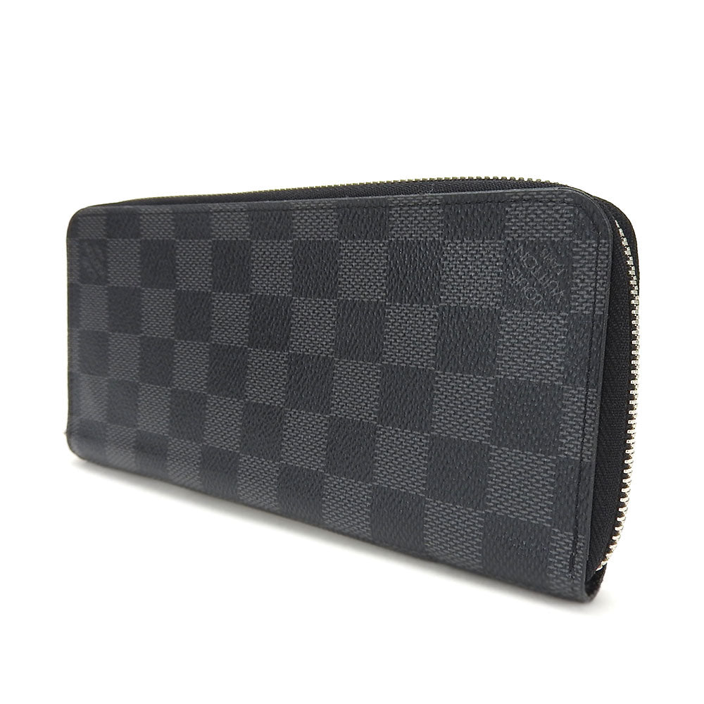 LOUIS VUITTON Long Wallet Purse N63095 Damier Grafitte black Damier Graphite Zippy wallet  Vertical mens Used Authentic